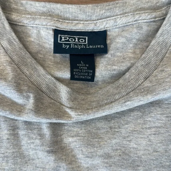 EUC Polo Ralph Lauren Mens Heathered Classic Fit T-Shirt Gray Large - Picture 4 of 9